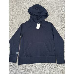 Trimark Sz M Edward Jones Fleece Pullover Hoodie Kangaroo Pocket Thumb Hole Blue